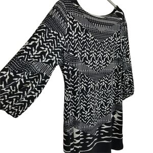 Style & Co. Black and White Geometric Zebra Patterned Shift Dress Size Large